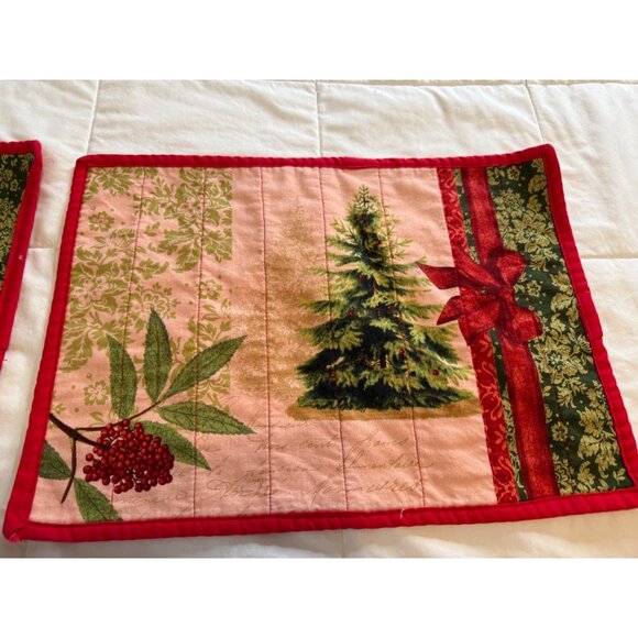 4 Handcrafted Quilted Carte Postel French Country Christmas Placemats Tree - Picture 12 of 15